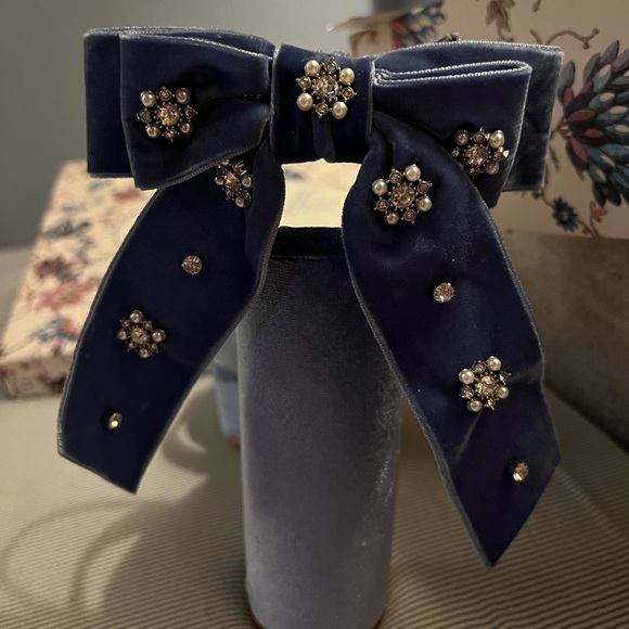 Antonio Melani x Nicola Bathie Lila Blue Velvet Embellished Platform Heel - Picture 2 of 6